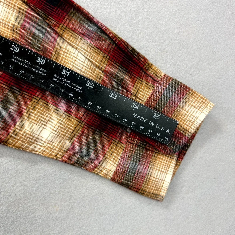George Flannel Shirt‎ Mens XL Brown Beige Plaid Super Soft Long Sleeve Button Up